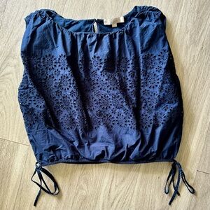 LOFT Navy Eyelet Women's Blouse Large